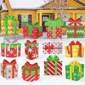 12Pcs Christmas Decoration Outdoor Yard Sign with Stakes Xmas Lawn Sign Box S... - Picture 1 of 7