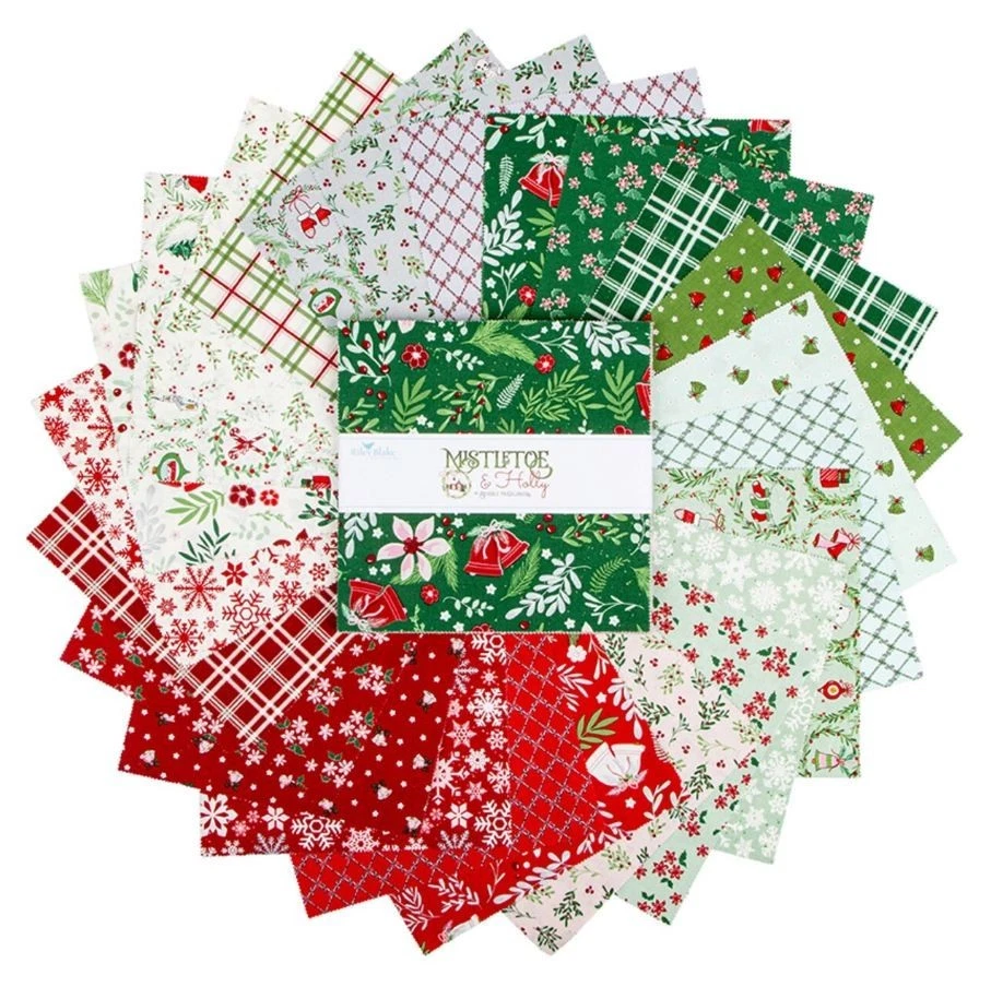 Capas de 10" - Muérdago y Acebo Riley Blake Algodón Precortados Cuadrados M531.60 Foto 1 de 1