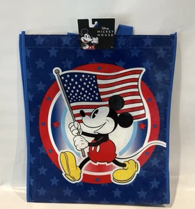 Disney Mickey Mouse Red White Blue American Flag 4th Of July Reusable Nylon Bag - Picture 1 of 2