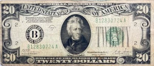 1928 B Twenty Dollar Federal Reserve Note $20 REDEEMABLE IN GOLD Circ. #12899 - Picture 1 of 6