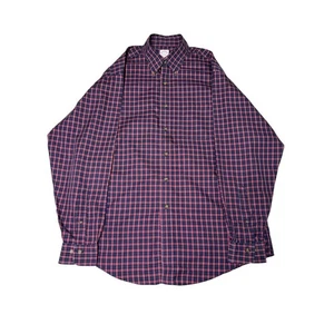 Brooks Brothers Mens L Red Blue Plaid Long Sleeve Button Down Shirt - Picture 1 of 8