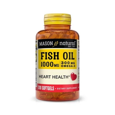 MASON NATURAL Omega, 3 Aceite de Pescado, 200, Suministro Diario, 1000mg con EPA y... Envío Rápido Foto 1 de 4