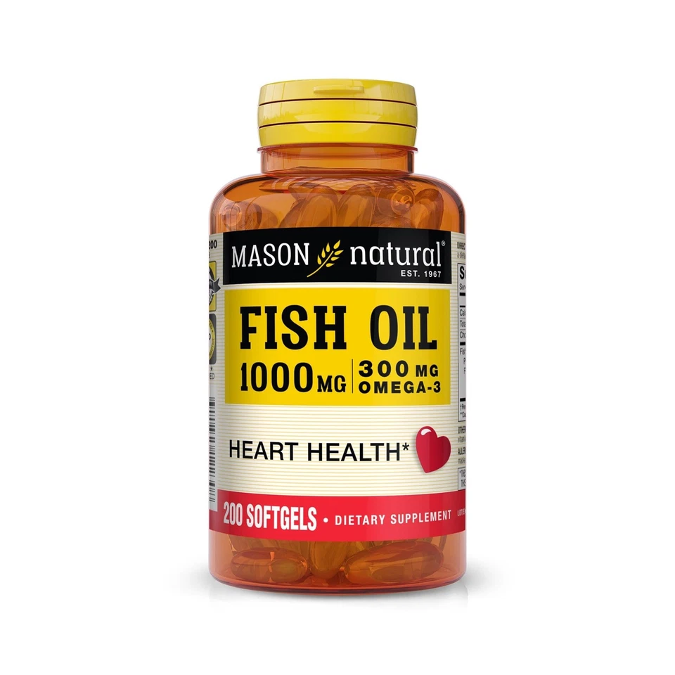 Mason Naturals Fish Oil 1000mg Omega-3 - 200 Softgels