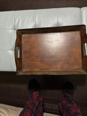 Bandeja para servir XL vintage Better Homes & Garden rústica acabado madera marrón etiqueta H&G Foto 1 de 4