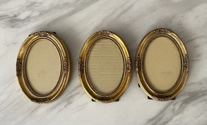 3 Vintage Oval Ornate Gilded Wood Picture Frame Fits 3.5”x5” Made In Taiwan - Picture 1 of 10