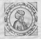 1610 Yunus Pacha Großwesir Turkey Portrait Gravure sur Cuivre Engraving