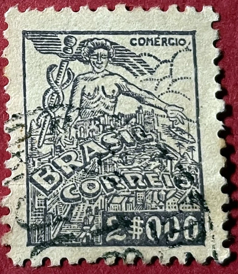 Brazil 1943 2000R Commerce Sc-383 Grey Violet Used #Wh64 - Image 1 of 1