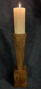 Lemieux et Cie geschnitzter Holzskulpturaler Kerzenhalter signiert 18""H Originaletikett - Bild 1 von 20