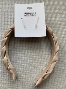 Neues beige nude Satin Stoff gedrehtes geflochtenes Stirnband - Bild 1 von 5