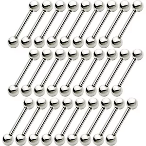 Titanium Piercing Barbell 14 Gauge 100% Solid Titanium Tongue Nipple Rings Bars - Picture 1 of 6