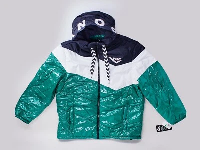 Chaqueta acolchada PONY City Wings para hombre GRANDE verde negro blanco logotipo a rayas nueva Foto 1 de 4
