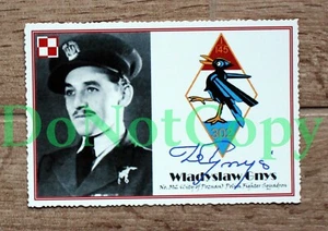 WW2: F/Lt WLADYSLAW GNYS 302 Sqn Polish fighter pilot autographcard + bio - Picture 1 of 2