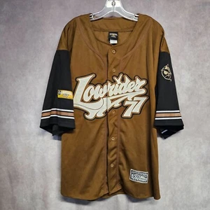 Vintage Y2K Lowrider 77 Magazine Streetwear Brown Raza Baseball Jersey Mens 2XL - Picture 1 of 8