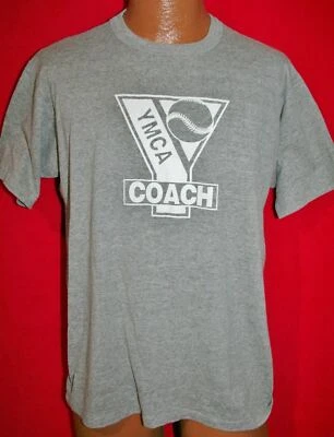 CAMISETA ATLÉTICA RUSSELL VINTAGE AÑOS 80 YMCA COACH Tri Mezcla Rayón L De Colección Suave Foto 1 de 3
