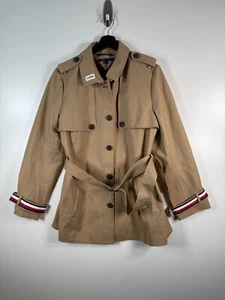 Tommy Hilfigr Womens Button Up Belted Trench Coat Epaulettes Beige Sz L 20X31 - Picture 1 of 13