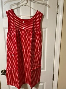 Vintage 1950's Red Polka Dot Sleeveless Dress with Decorative Buttons - Picture 1 of 4