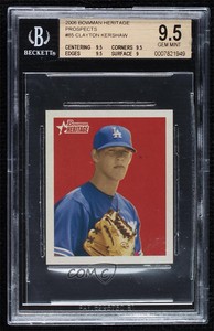 2006 Bowman Heritage Prospects Mini Clayton Kershaw #BHP85 BGS 9.5 GEM MINT