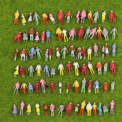 100pcs Model Trains N scale 1:160 Painted Figures People Standing Seated - Image 1 of 4