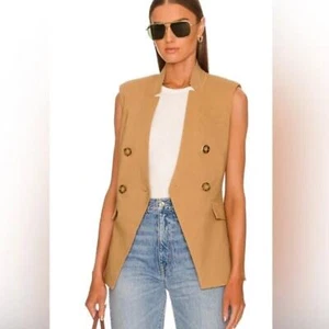 Veronica Beard Amika Linen Vest in Camel - Picture 1 of 14