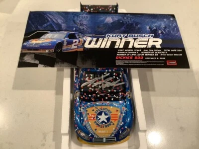 KURT BUSCH AUTOGRAPHED 2009 DODGE CHARGER MILLER LITE TEXAS WIN DIECAST & CARD - Image 1 of 4