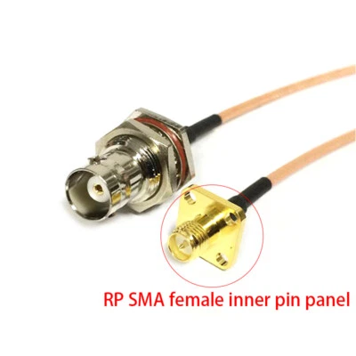 BNC female to RP SMA jack panel mount pigtail cable RG316 15cm 6"for CCTV radio - Image 1 of 4