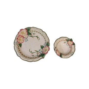 Fitz & Floyd Ceramic Home Fragrance Vintage Floral Pattern 10" & 6" Set Bowls GC - Picture 1 of 23