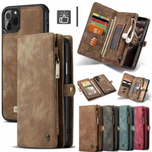 For iPhone 16E 15 14 13 12 11 Pro Max 7 8 Zipper Leather Wallet Case Flip Cover - Zdjęcie 1 z 50