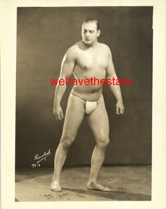 Vintage Joe Bonomo BODYBUILDER FISICO NUDO JOCKSTRAP primi anni 30 pub ritratto - Foto 1 di 1