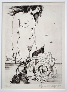 Womacka, Walter (1925 Obergeorgenthal - 2010 in Berlin) Standing Nude with Rose - Picture 1 of 8