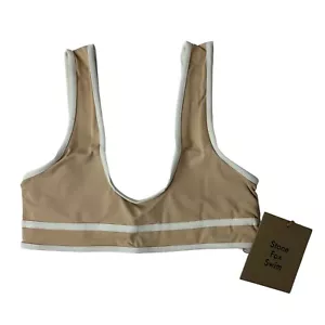 Stone Fox Swim Dhalia Cropped Bikini Top Size XS Frappe Tan White NEW - Picture 1 of 4