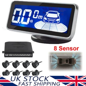 Front and Rear 8 Sensors LCD Display Buzzer Alarm Car Reverse Parking Set Black - Picture 1 of 16