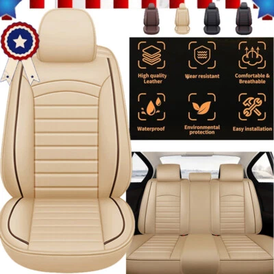 For 2018-2024 Honda Accord Leather Car Seat Covers Full Set 2/5 Sits Front Rear - Image 1 of 4