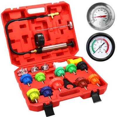 Kit de probador de presión de radiador universal de 18 piezas Sistema de enfriamiento tipo vacío de refrigerante Foto 1 de 4
