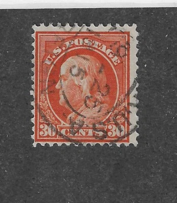 US Scott # 420, 30 cent orange, Franklin, 1914, VF, scv $20 - Image 1 of 2