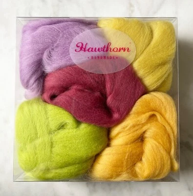 Hawthorn Merino Wool Bundle Felting Wool Tops - 5 Spring Colors 100g Total - Image 1 of 3