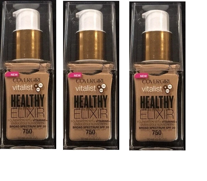 Pack of 3 COVERGIRL Vitalist Healthy Elixir Foundation, 750 Creamy Beige exp8/19 - Image 1 of 1