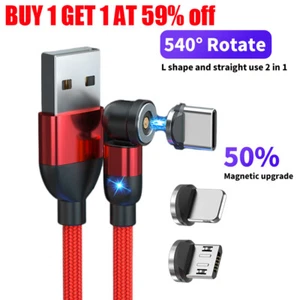3 In 1 Magnetic 3A Fast Charging USB Cable Phone Charger IOS Micro USB Type-C UK - Picture 1 of 14