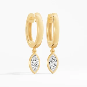 1.02 Ct Lab Created Marquise Diamond Hoops Earring in 14K Yellow Gold - Picture 1 of 12