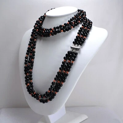 COLLANA LUNGA IN ARGENTO 925 CON ONICE FACCETTATO E CORALLO SCIACCA - AGLN 0136- - Immagine 1 di 3