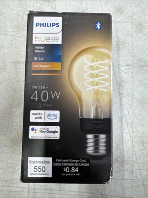 Philips Hue White Dimmable Filament A19/E26 Smart Edison  LED 40 Watt Bulb - Image 1 of 4