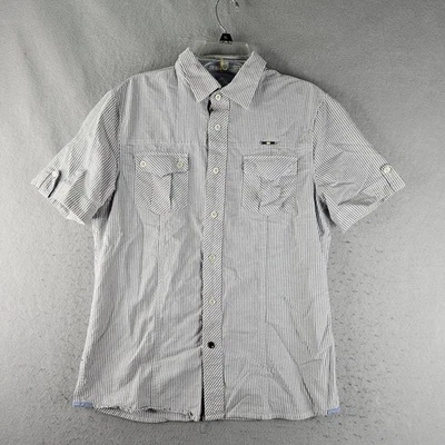 Cavi Shirt Mens Large Blue White Stripe Short Sleeve Button Front Casual - Image 1 of 4