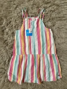 Roxy Girl Tropical Striped Lightweight Summer Vacation Dress 6 - Picture 1 of 1