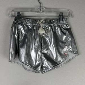 Pink Girls Chicken Silver Metallic Millie Athletic Athleisure Shorts Size 12Y - Picture 1 of 4
