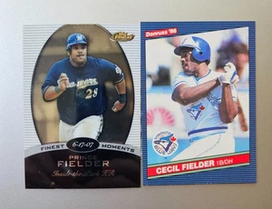 Cecil Fielder 1986 Topps RC #512 / Prince Fielder 2008 Finest Finest Moments - Picture 1 of 3