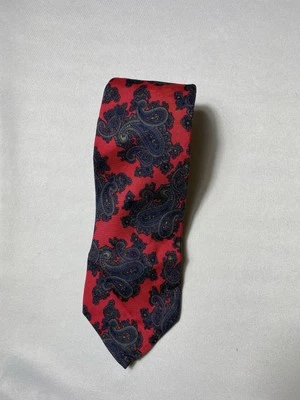 Neiman Marcus 100% шелк пейсли красный галстук ручной работы 53 - Изображение 1 из 4