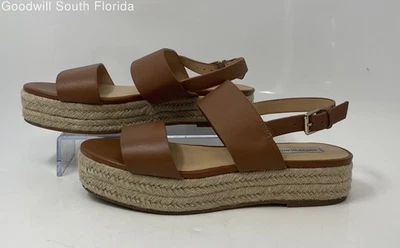 Saks Fifth Avenue Womens Brown Leather Open Toe Espadrille Sandals Size 7.5M - Image 1 of 4
