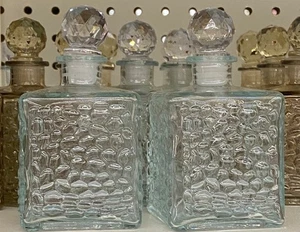 Botella de vidrio cuadrada transparente decorativa con tapón juego de 2 piezas - Imagen 1 de 3