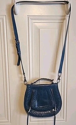 Rebecca Minkoff 斜挎包皮革绿松石条纹 Adj。 吊带拉链 — 第 1/4 张图片