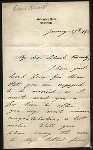 1861 Madingley Hall, Albert Edward Prince of Wales to Col Henry Ponsonby  - Foto 1 di 2