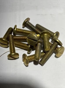 (12) PCS  8-32 Brass Plated Round Head Machine Screws Slotted 5/8 INCH LONG - Picture 1 of 4